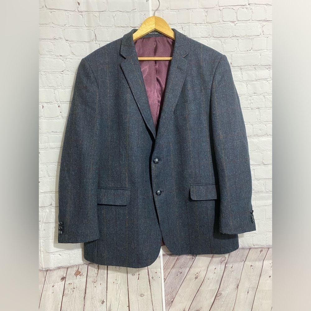 Alexandre London Savile Row Mens Pinstriped Merino Lamb Wool Suit Blazer